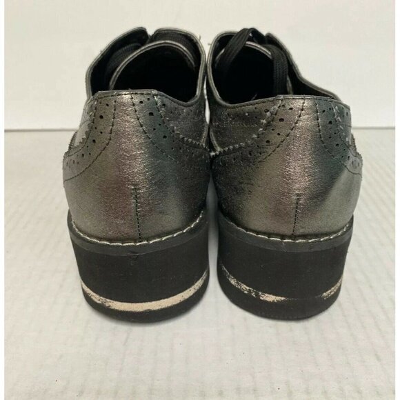 Zara Silver Metallic Platform Oxfords Women's Size 8 Statement Shoe - Picture 6 of 9